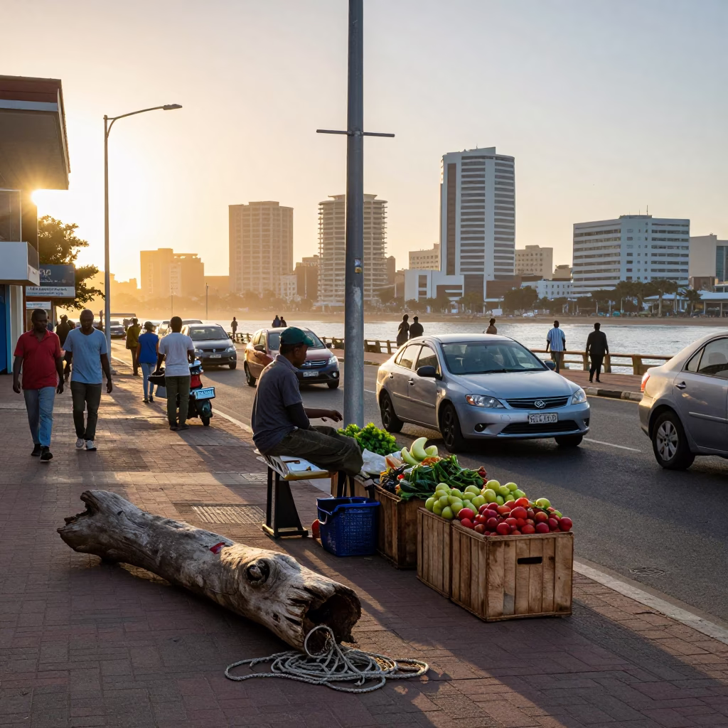 Street Scene just after sunrise in Durban in in Durban, South Africa