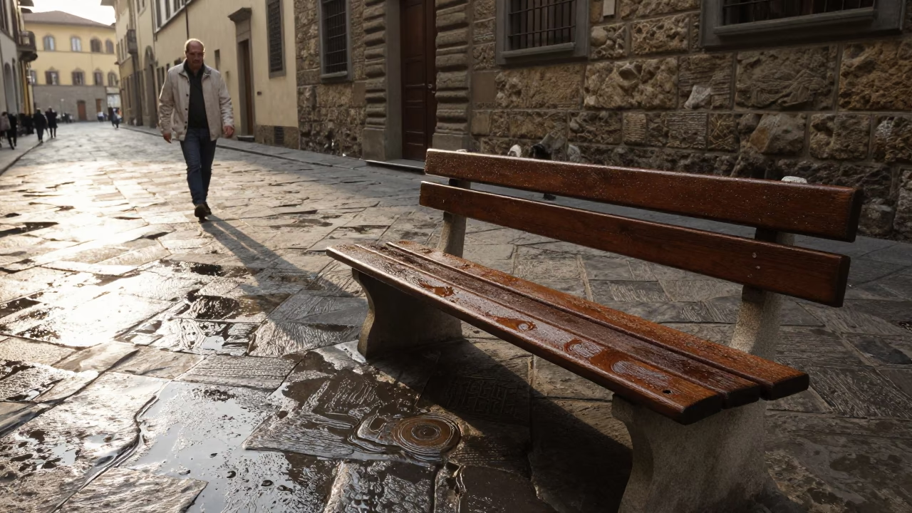 Street Scene just after sunrise in Florence in in Florence, Italy
