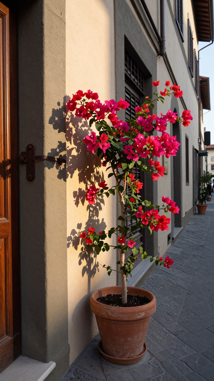 Street Scene just after sunrise in Florence in in Florence, Italy