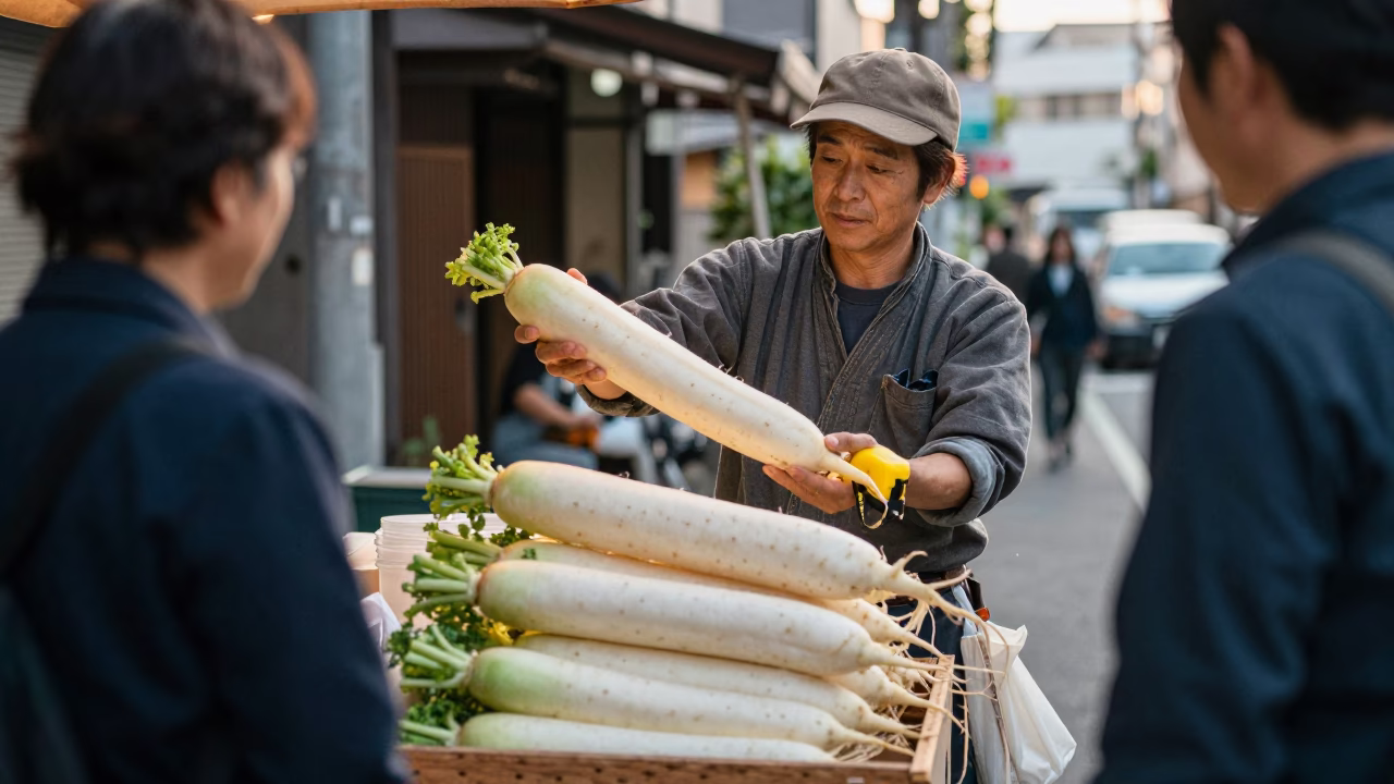 Street Scene just after sunrise in Fukuoka in in Fukuoka, Japan
