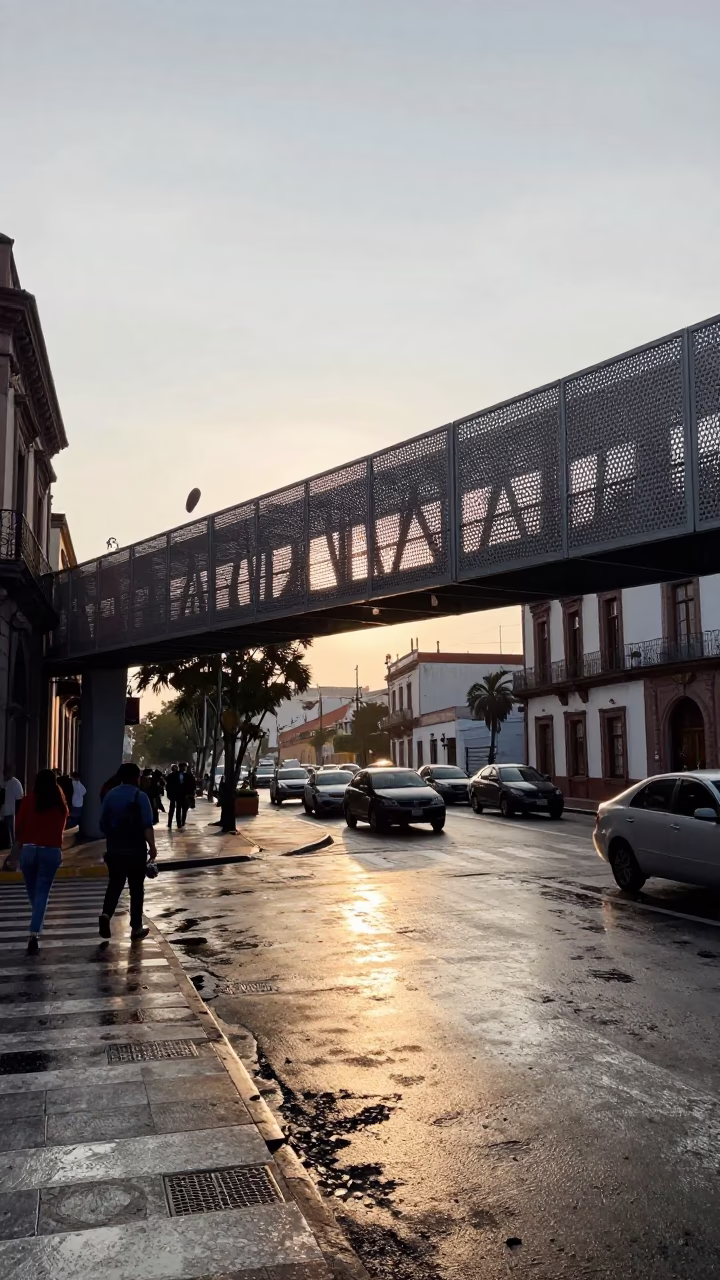 Street Scene just after sunrise in Guadalajara in in Guadalajara, Mexico