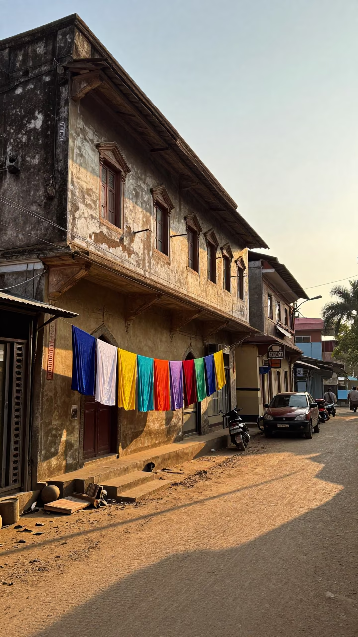 Street Scene just after sunrise in Hyderabad in in Hyderabad, India