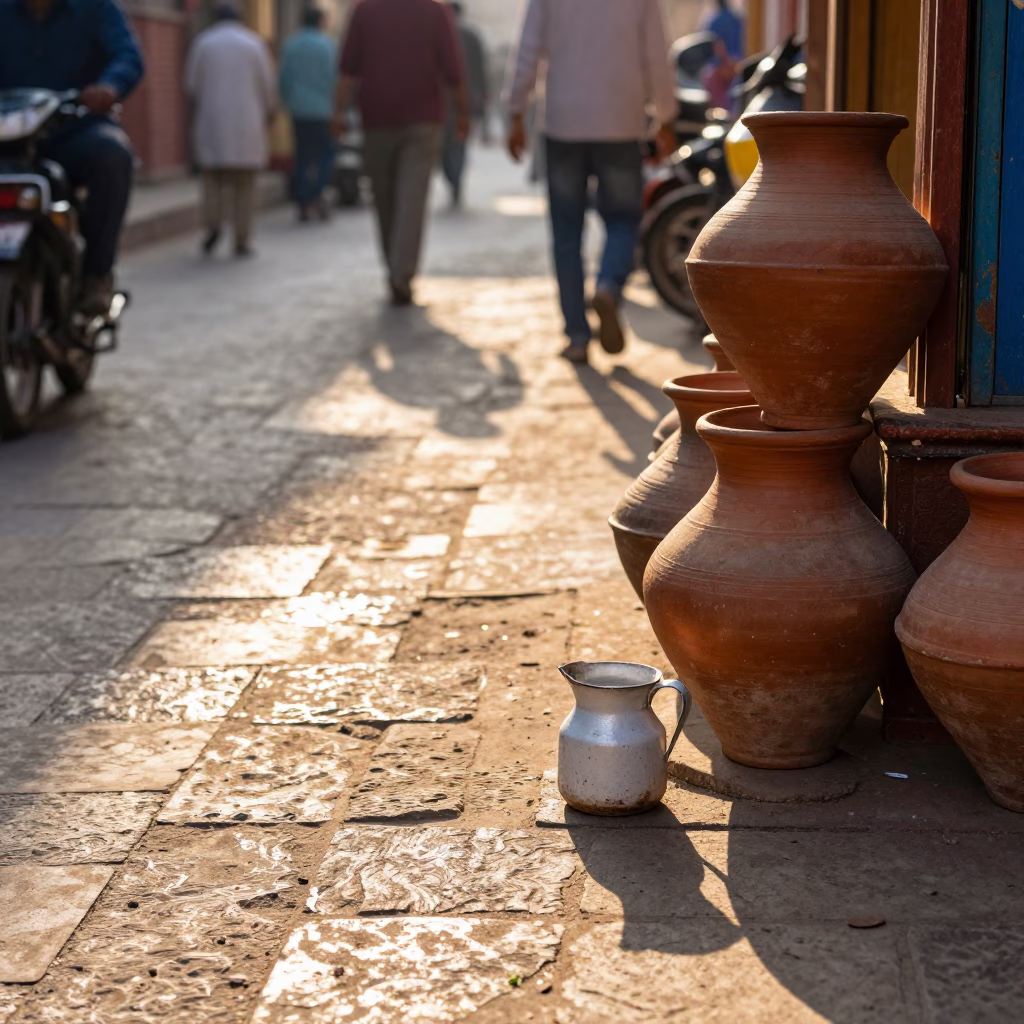 Street Scene just after sunrise in Jaipur in in Jaipur, India