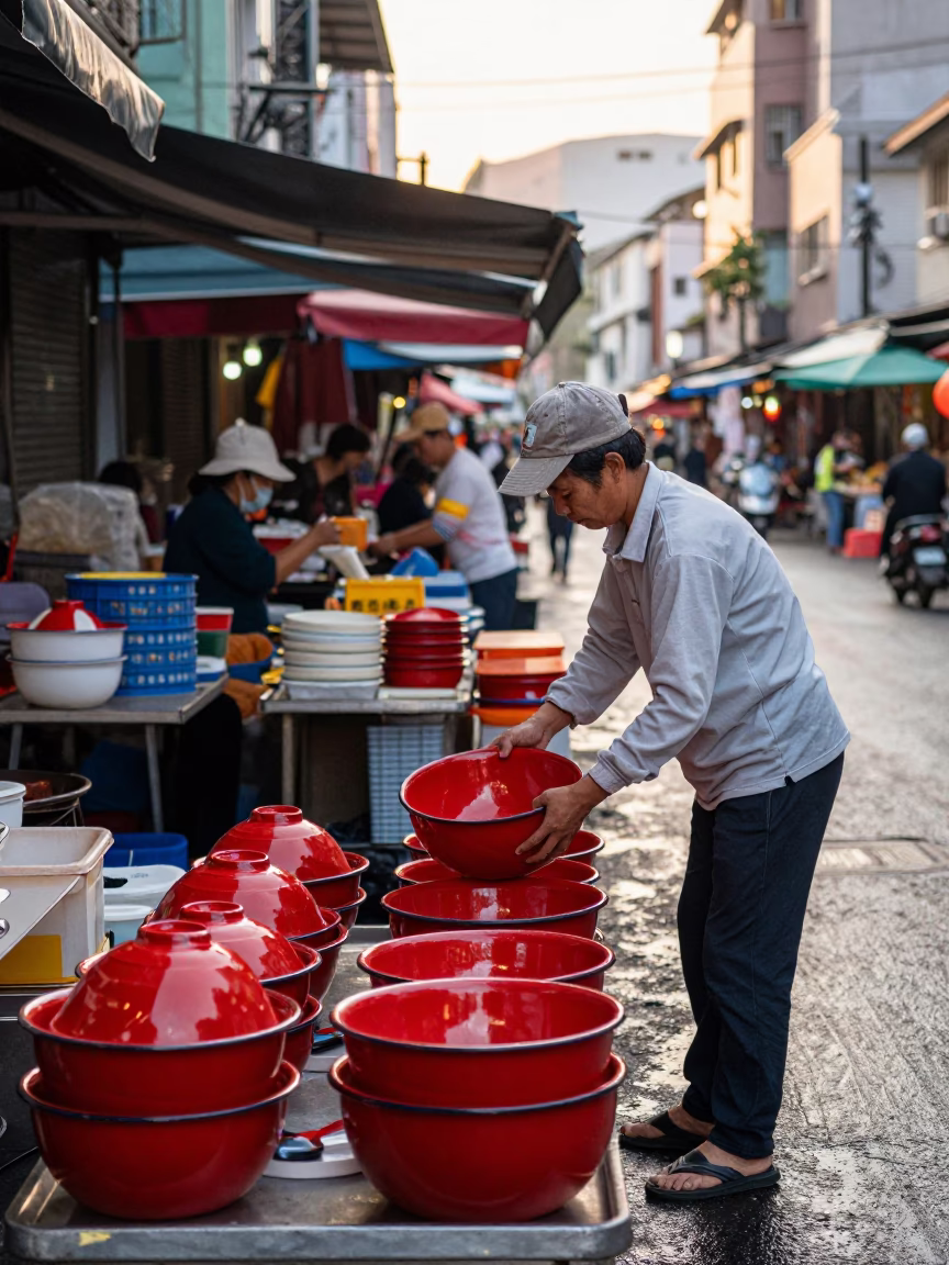 Street Scene just after sunrise in Kaohsiung in in Kaohsiung, Taiwan