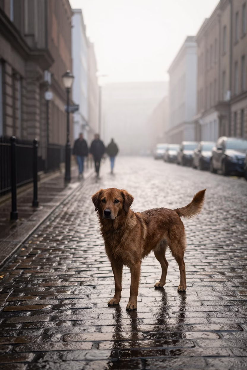 Street Scene just after sunrise in Liverpool in in Liverpool, United Kingdom