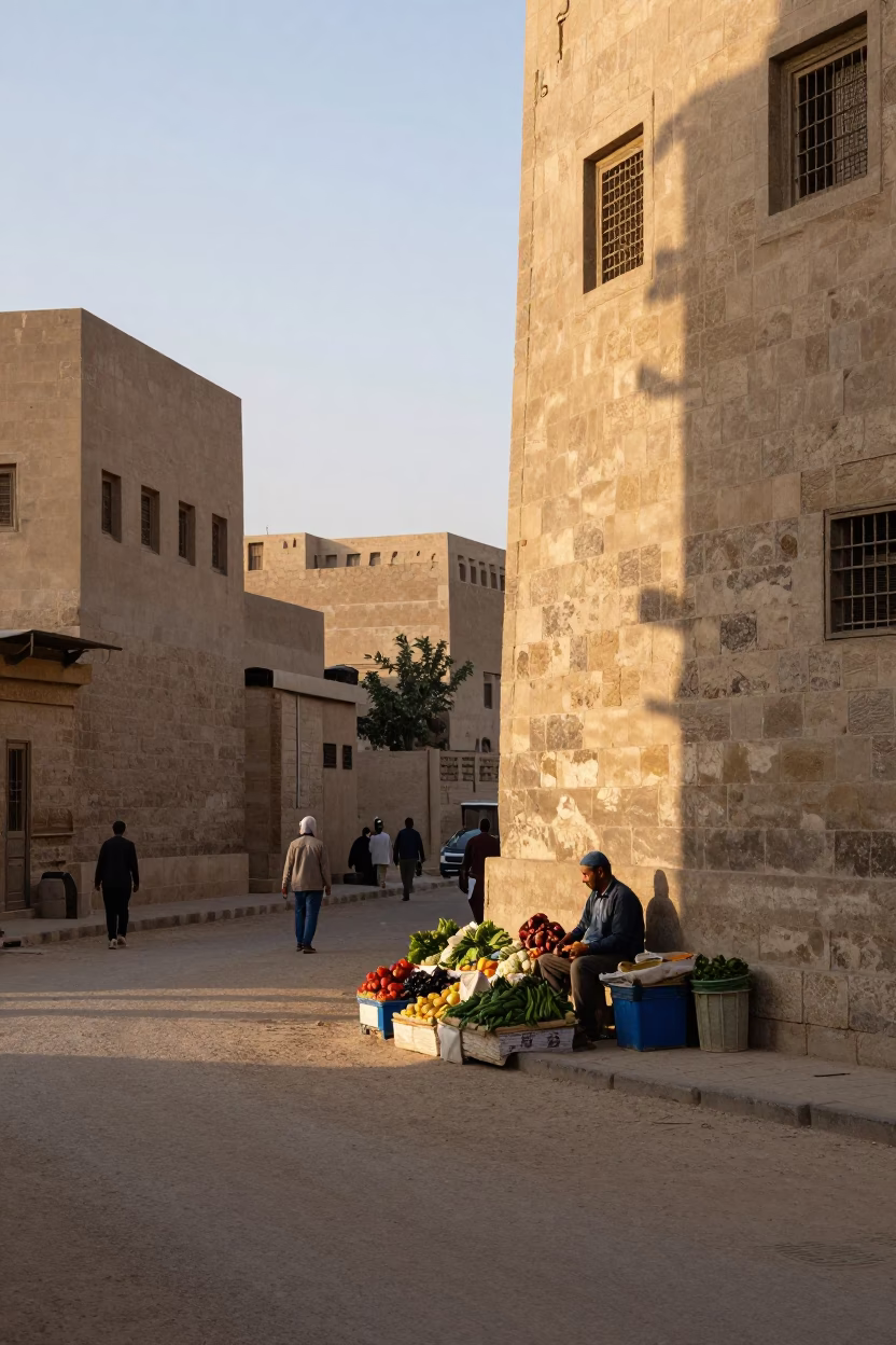 Street Scene just after sunrise in Luxor in in Luxor, Egypt