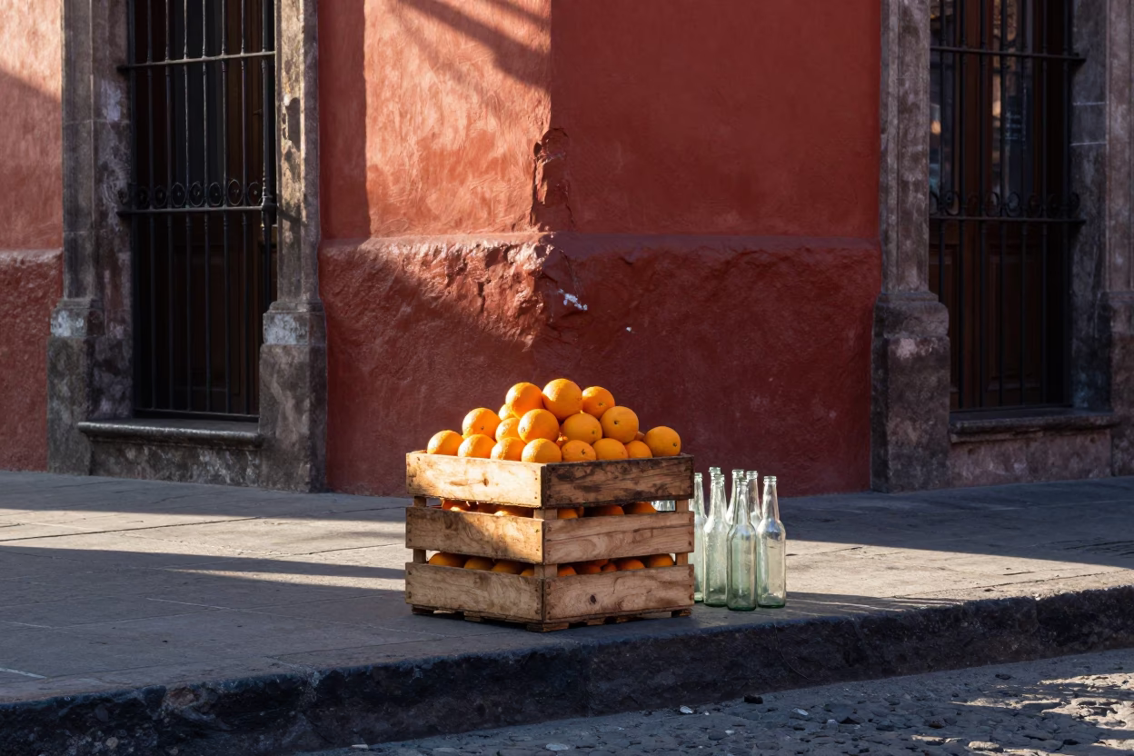 Street Scene just after sunrise in Mexico City in in Mexico City, Mexico