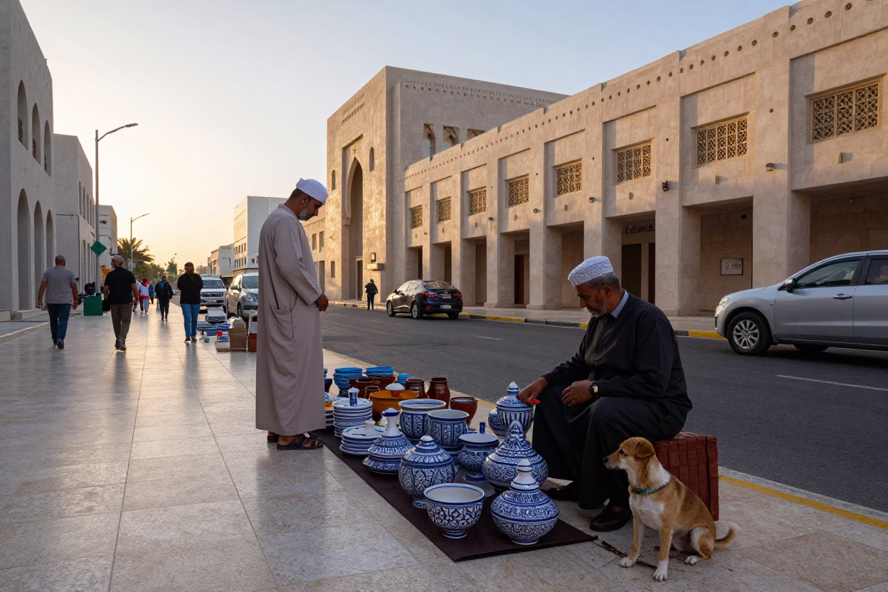 Street Scene just after sunrise in Muscat in in Muscat, Oman