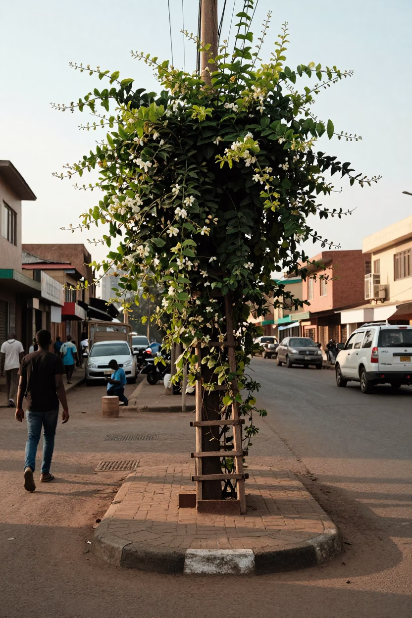Street Scene just after sunrise in Nairobi in in Nairobi, Kenya