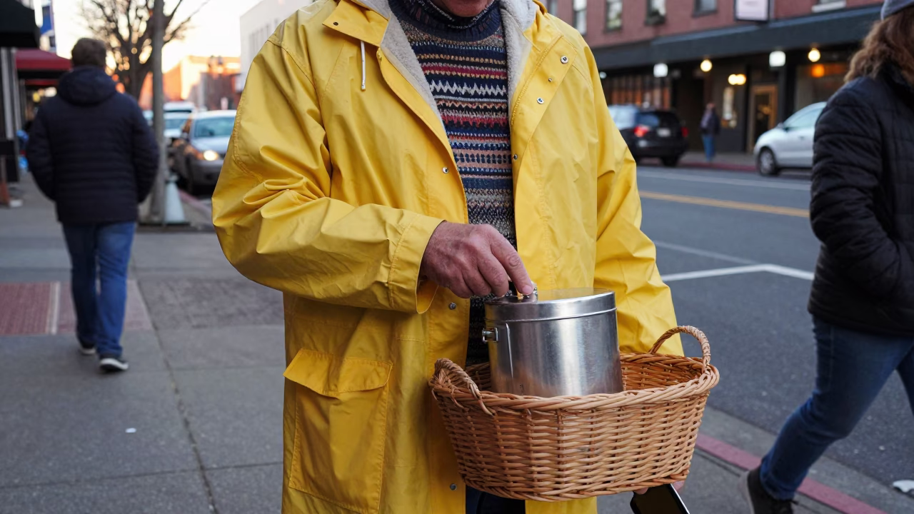 Street Scene just after sunrise in Portland in in Portland, Oregon, United States