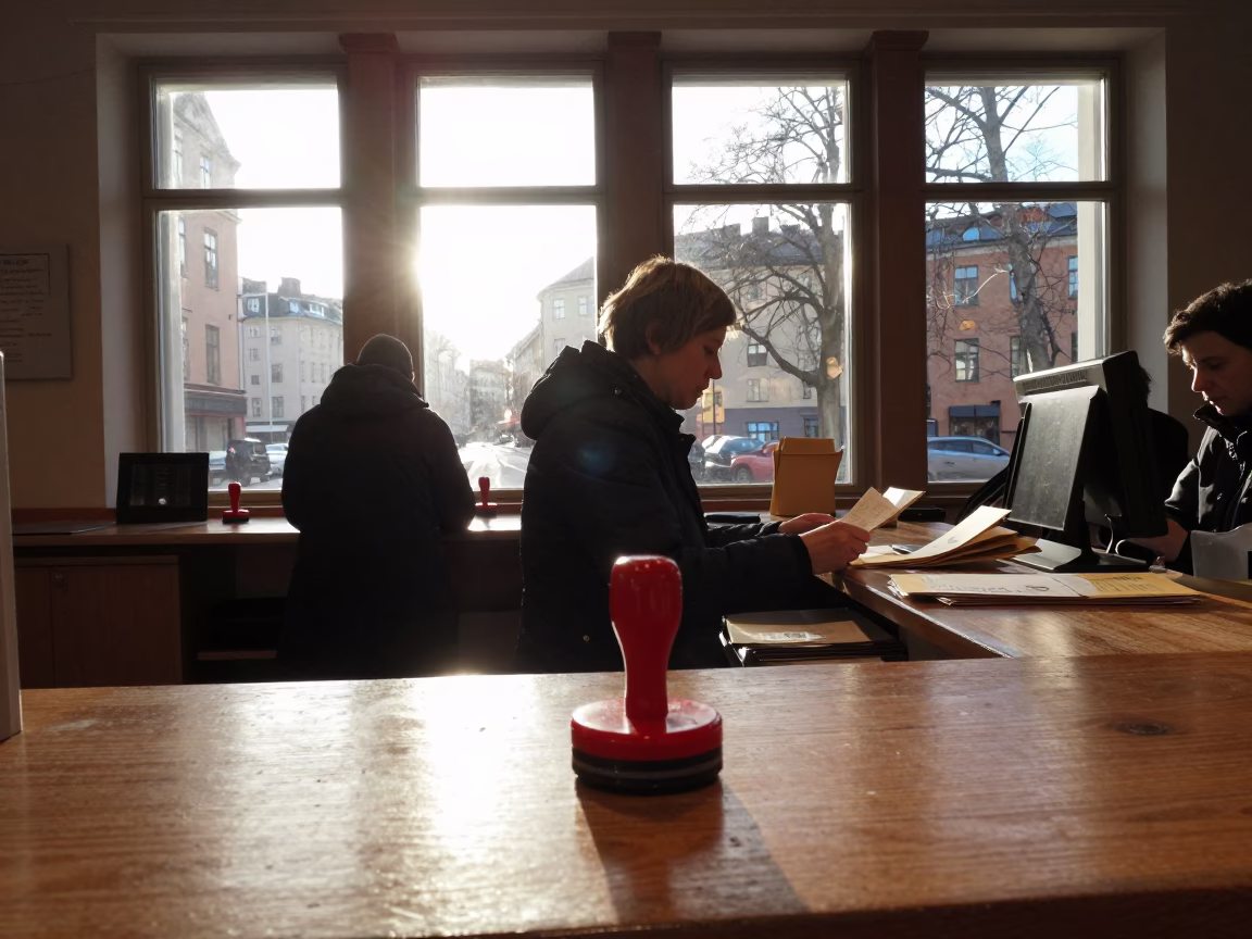 Street Scene just after sunrise in Stockholm in in Stockholm, Sweden