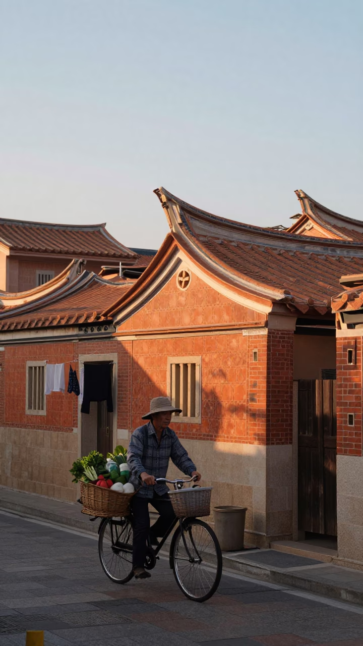 Street Scene just after sunrise in Tainan in in Tainan, Taiwan