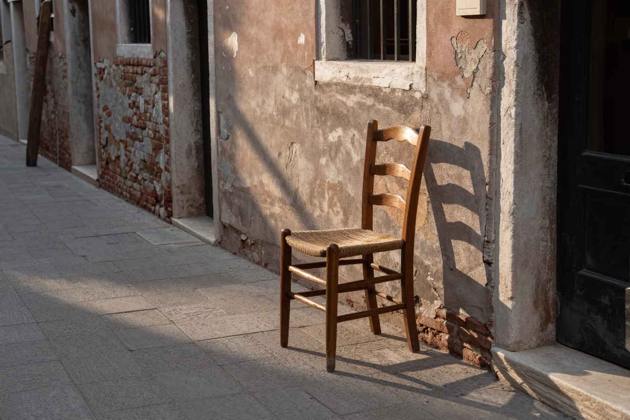 Street Scene just after sunrise in Venice in in Venice, Italy