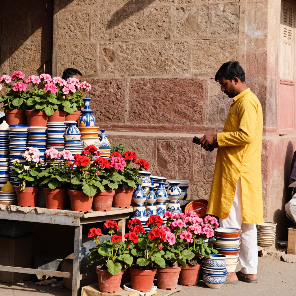 Street Stall at Flat Noon Light in Jaipur in in Jaipur, India