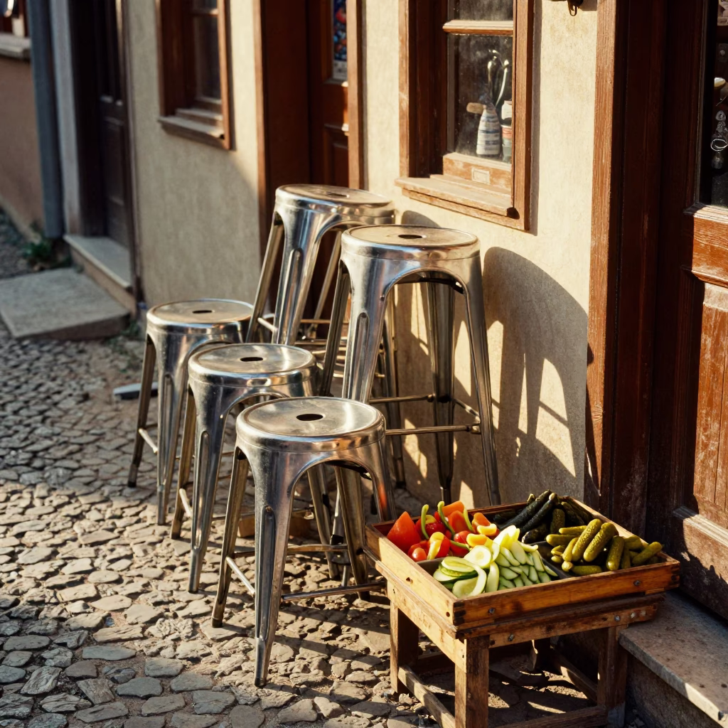 Street Stall at Late Afternoon Light in Izmir in in Izmir, Turkey