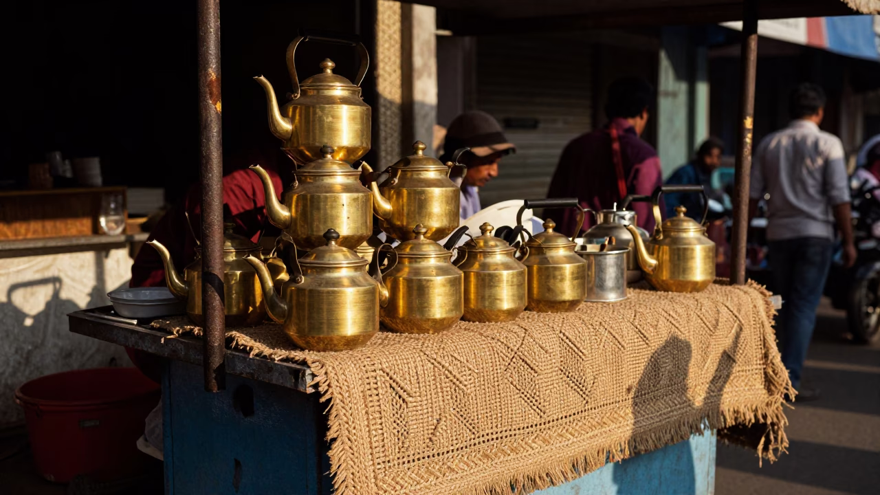 Street Stall in Chennai at Clear Late-afternoon Light in in Chennai, India