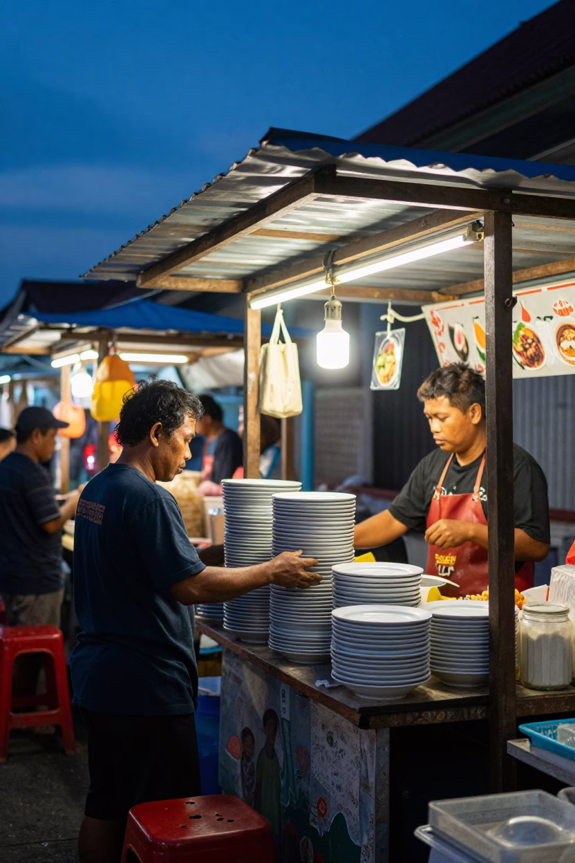 Street Stall in Denpasar at Blue Hour in in Denpasar, Indonesia