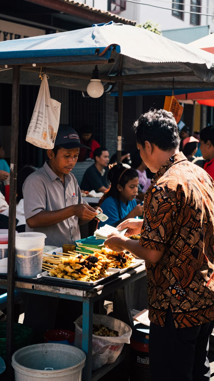 Street Stall in Denpasar at Flat Noon Light in in Denpasar, Indonesia