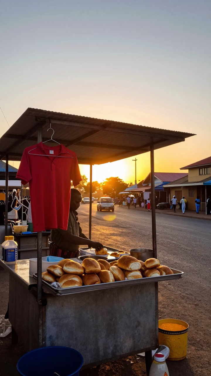 Street Stall in Durban at Sunset Light in in Durban, South Africa