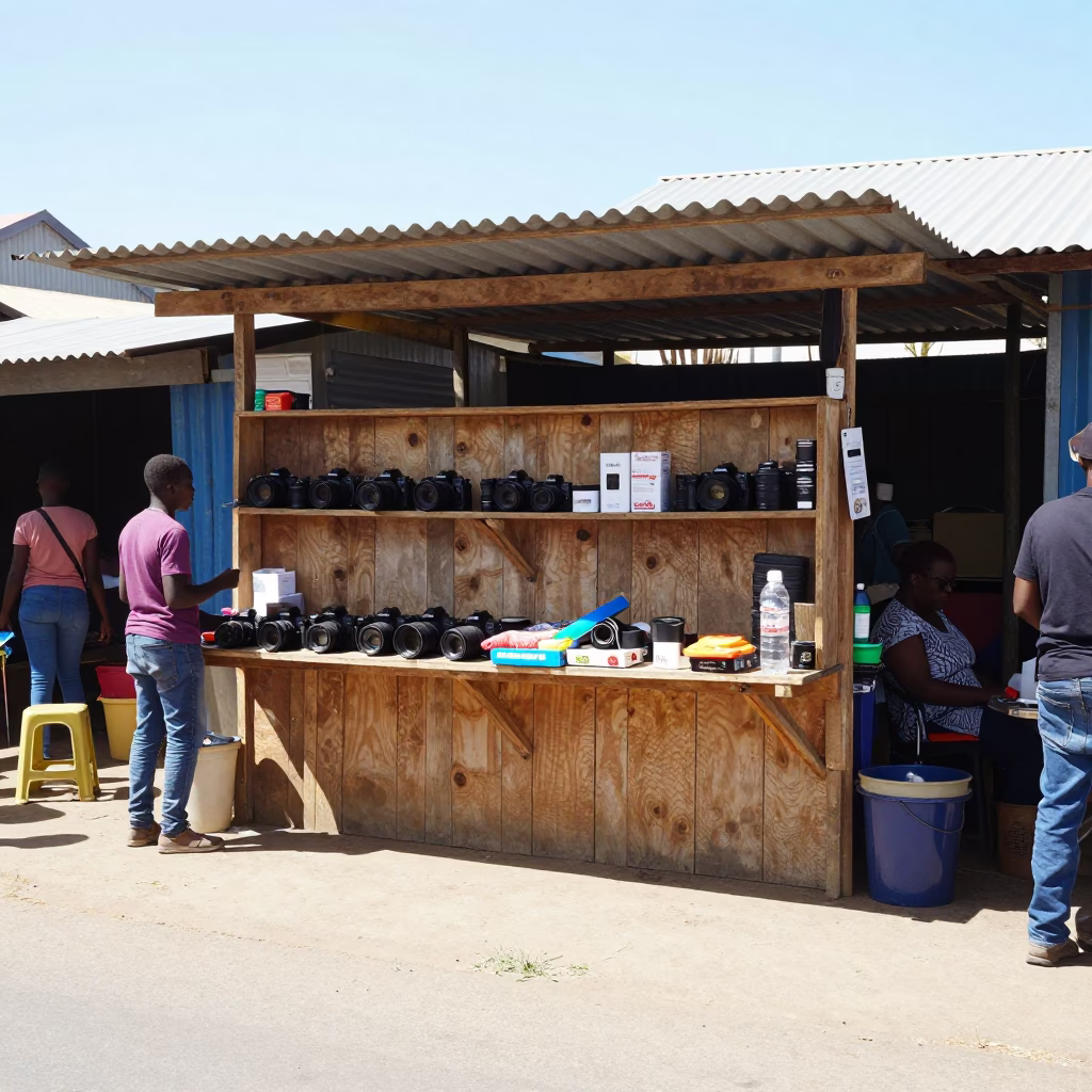 Street Stall in Durban at The Flat Glare Of Noon Light in in Durban, South Africa