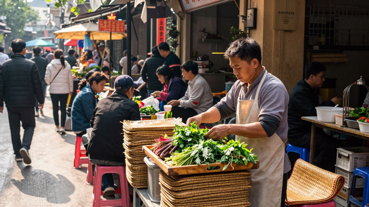 Street Stall in Hanoi at Noon Light in in Hanoi, Vietnam