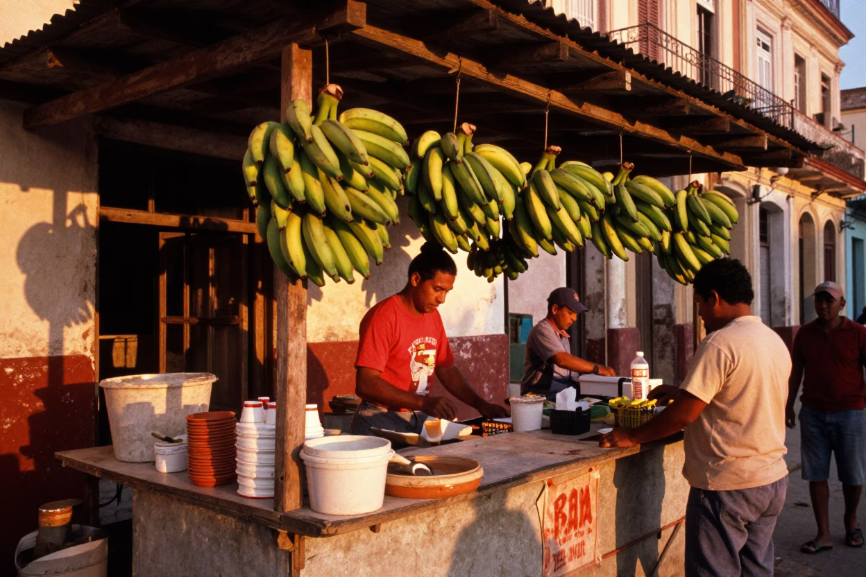 Street Stall in Havana at Copper-toned Light Before Dusk in in Havana, Cuba