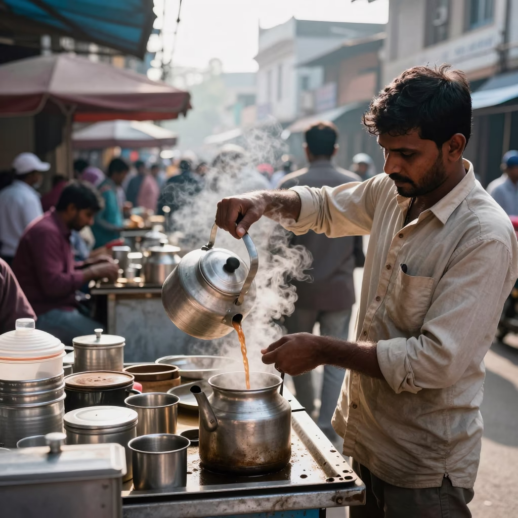 Street Stall in Hyderabad at Bright Midmorning Light in in Hyderabad, India