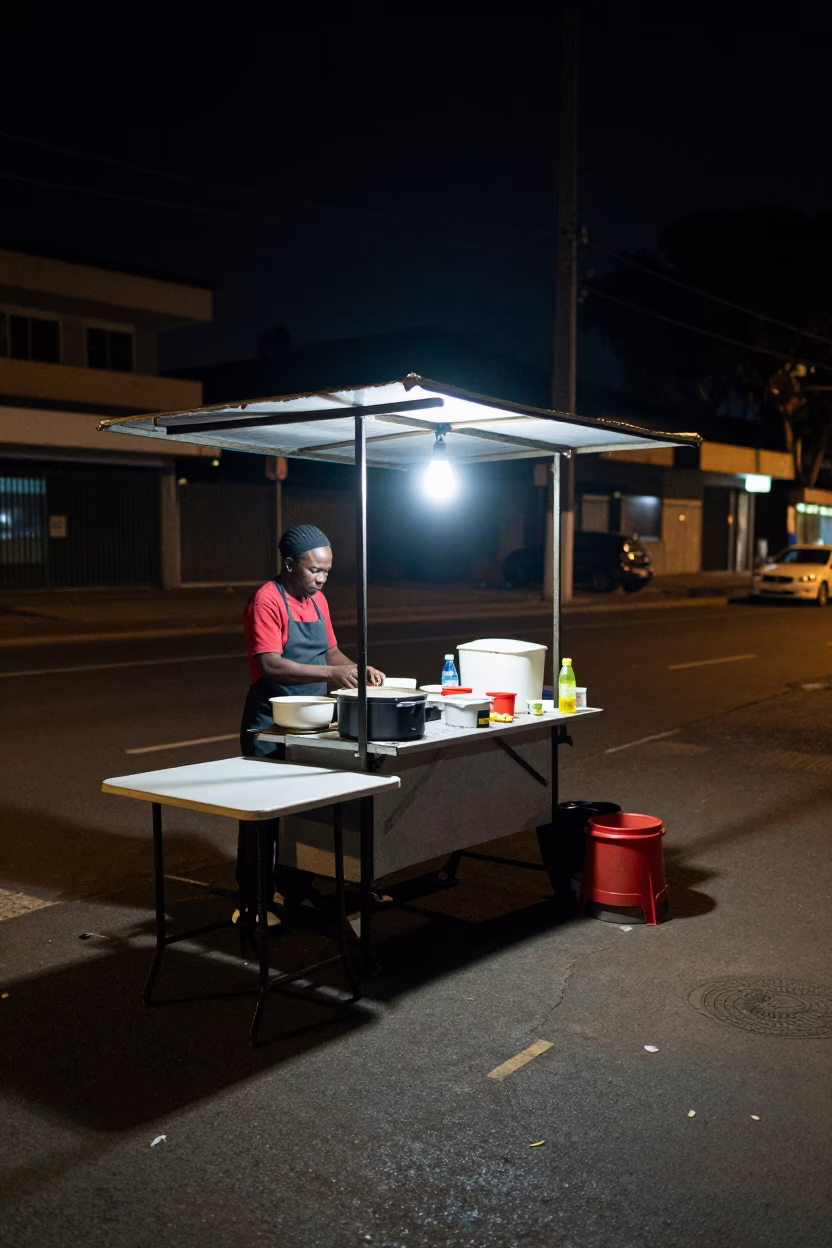 Street Stall in Johannesburg at Deep In The Night Light in in Johannesburg, South Africa