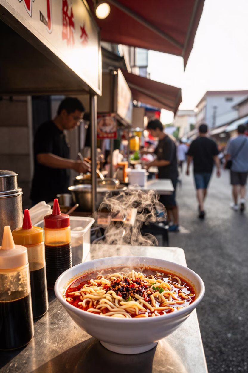 Street Stall in Kaohsiung at Clear Late-afternoon Light in in Kaohsiung, Taiwan