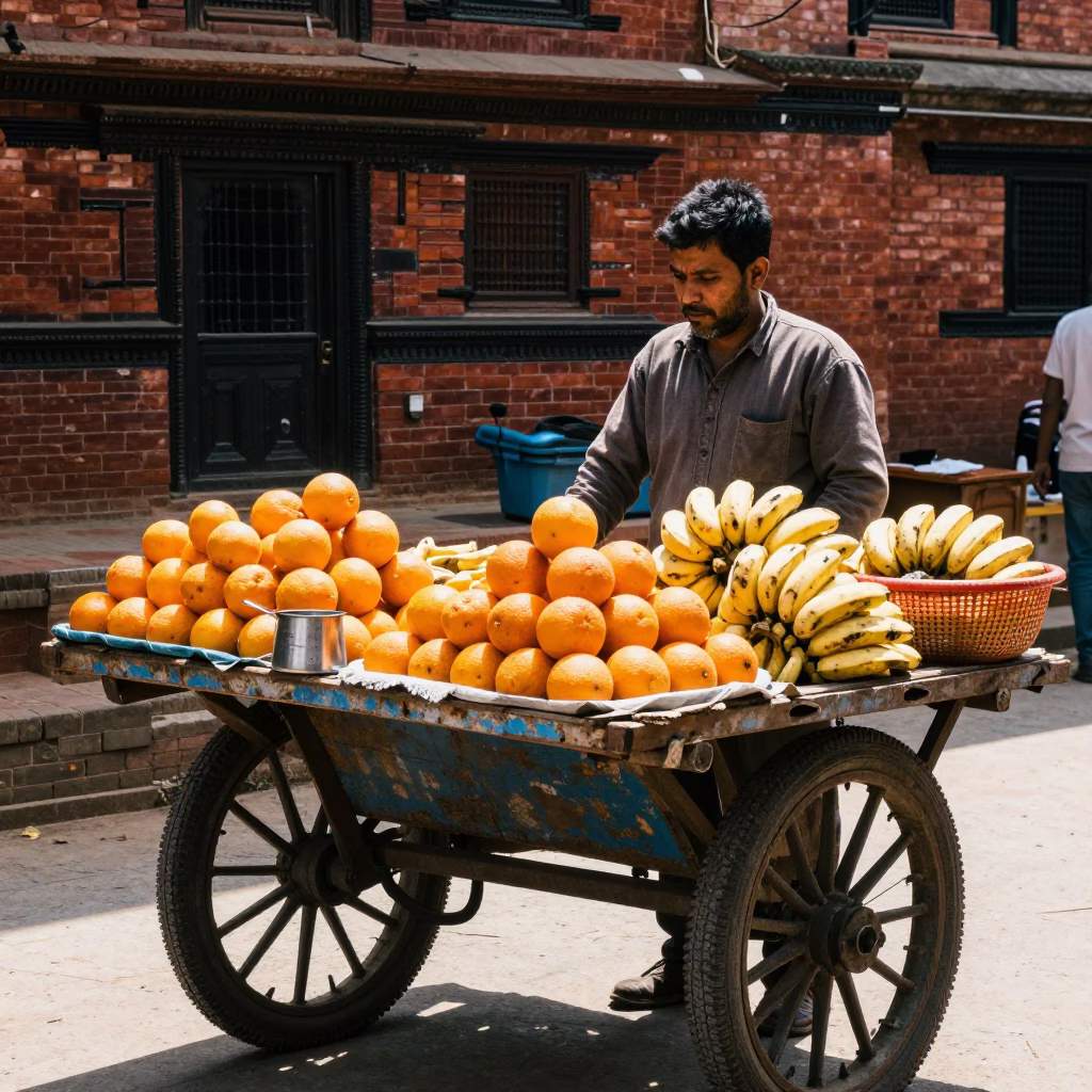 Street Stall in Kathmandu at Midday Light in in Kathmandu, Nepal