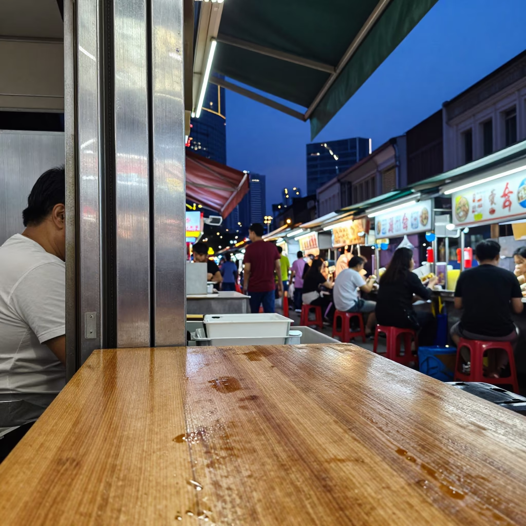 Street Stall in Kuala Lumpur at Twilight in in Kuala Lumpur, Malaysia