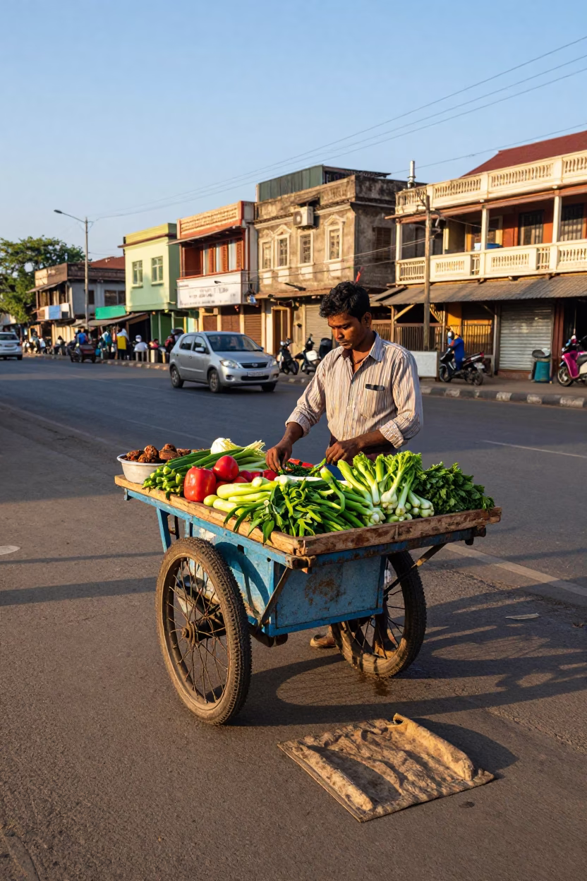 Street Stall in Mumbai at Clear Late-afternoon Light in in Mumbai, India