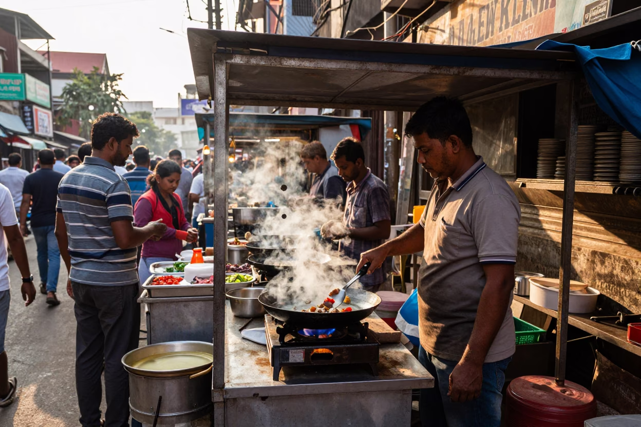 Street Stall in Mumbai at The Early Afternoon Light in in Mumbai, India
