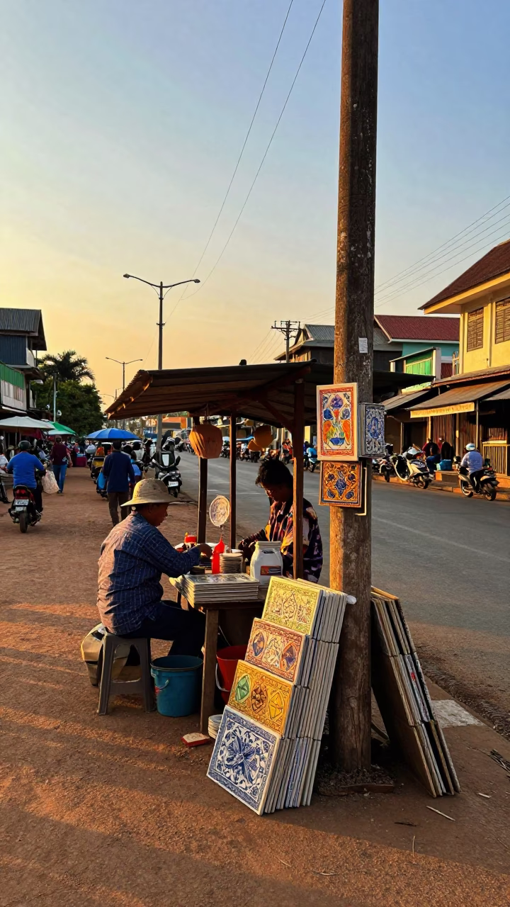 Street Stall in Phnom Penh at Sunset Light in in Phnom Penh, Cambodia