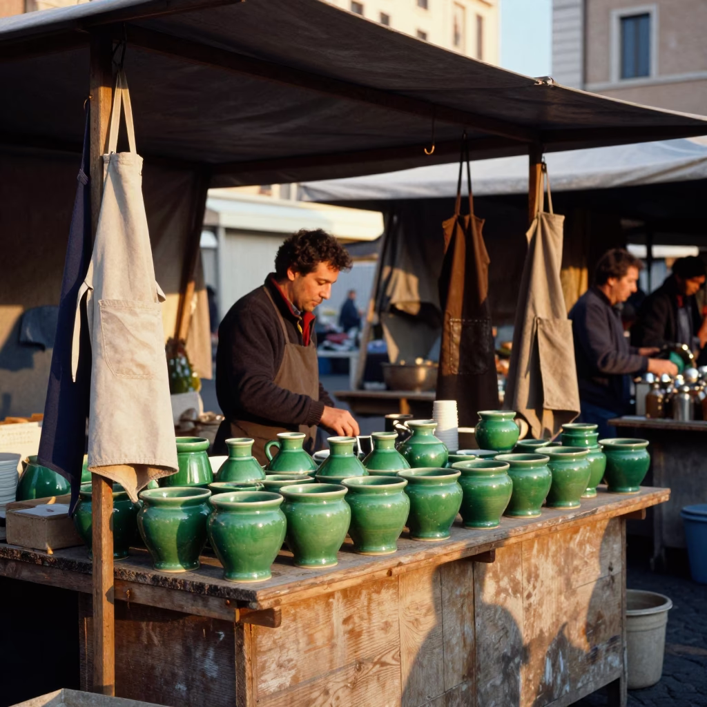 Street Stall in Rome at First Light Of Dawn in in Rome, Italy
