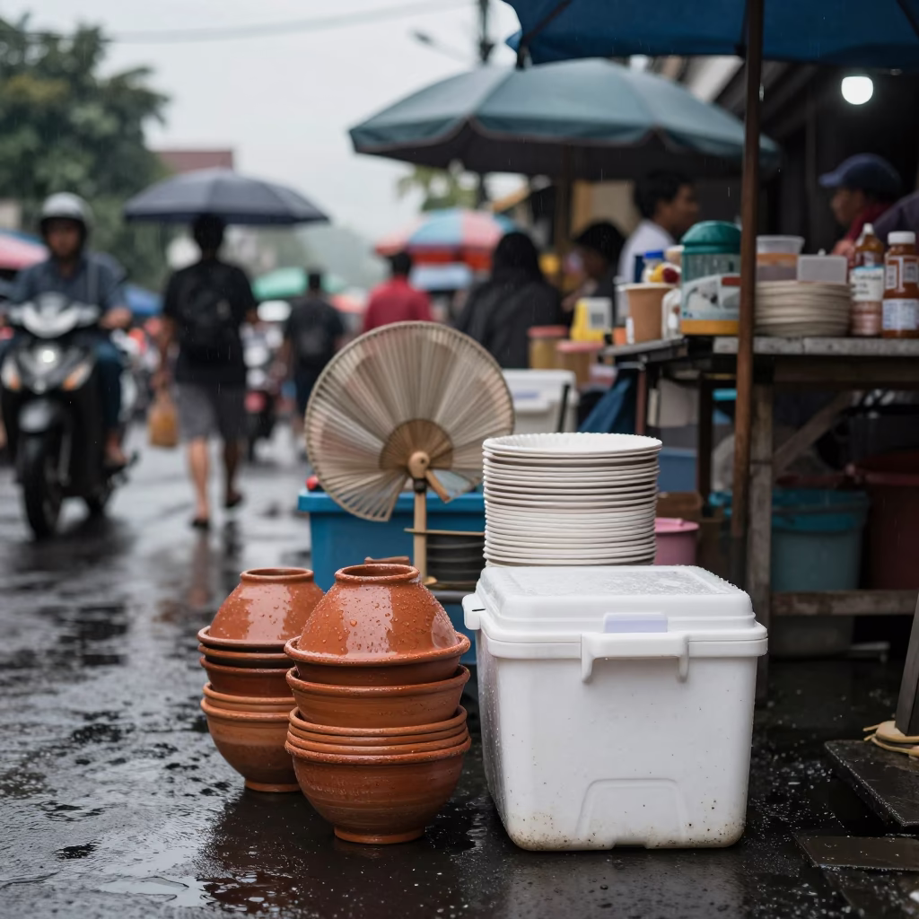 Street Stall in Yogyakarta at First Light in in Yogyakarta, Indonesia