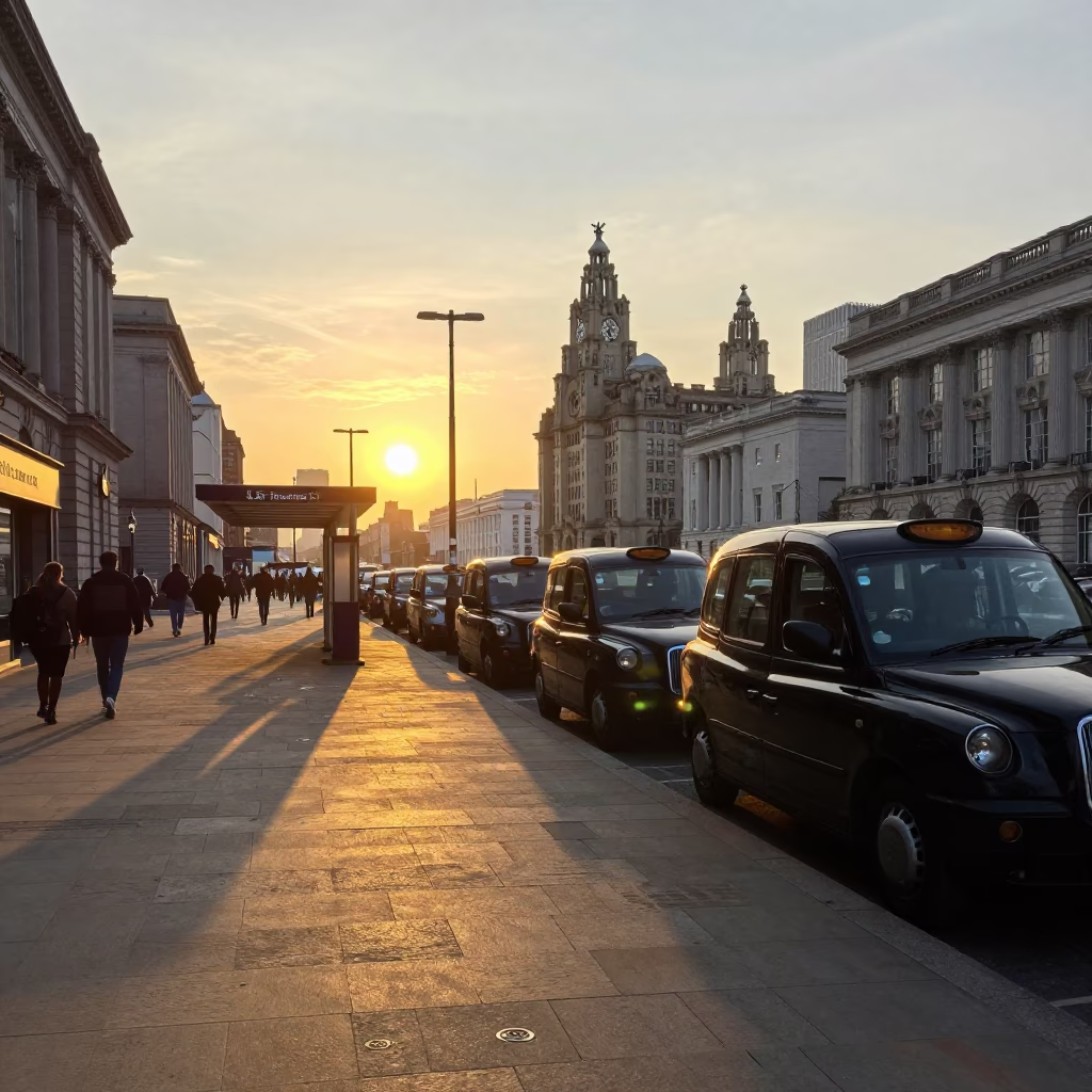 Street Station in Liverpool at Golden Hour in in Liverpool, United Kingdom