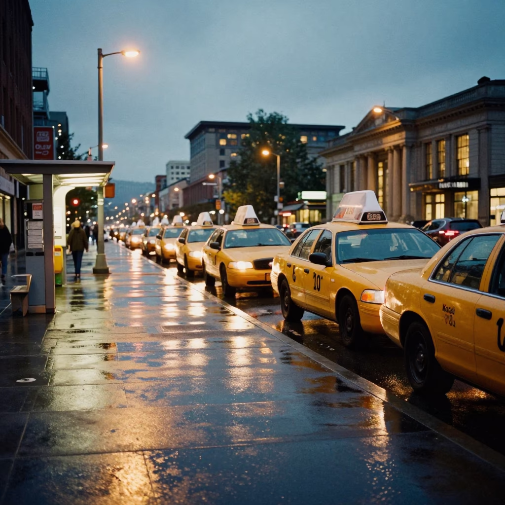 Street Station in Seattle at Twilight in in Seattle, Washington, United States