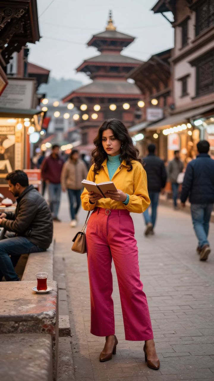 Street Style at As City Lights Begin To Glow in Kathmandu in in Kathmandu, Nepal