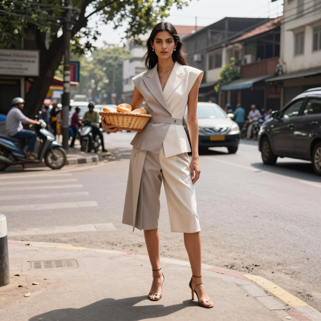Street Style at Bright Midmorning Light in Mumbai in in Mumbai, India
