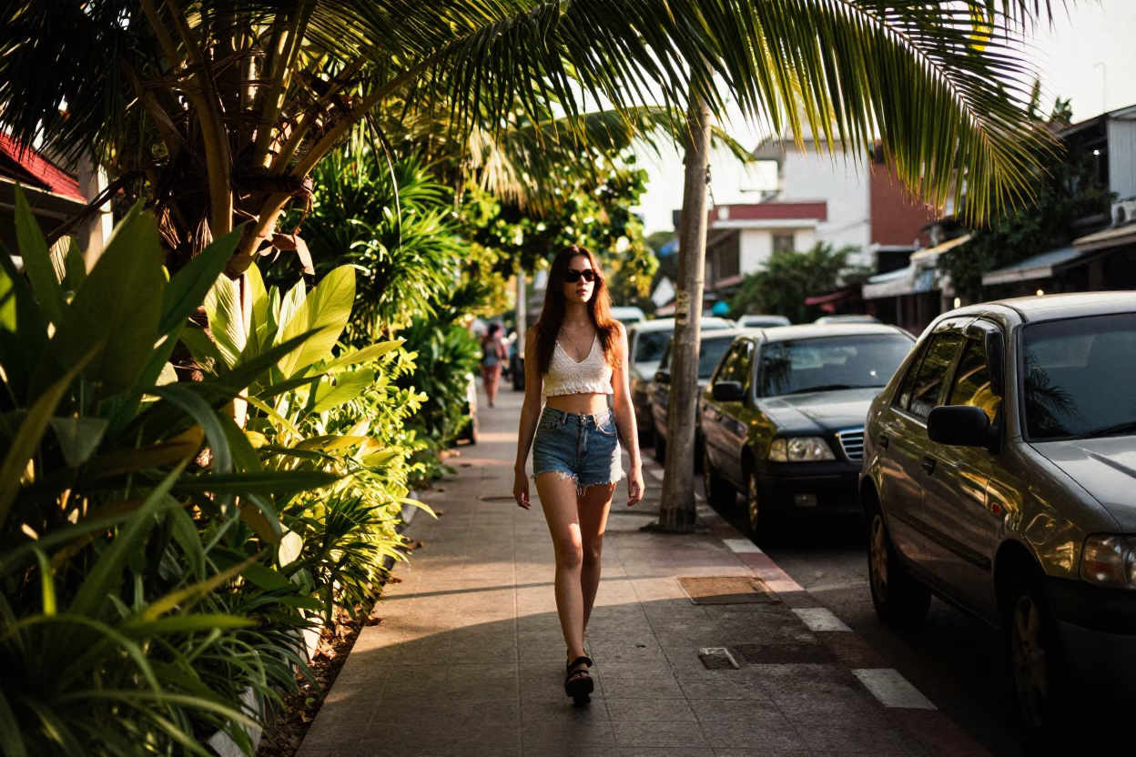 Street Style at The Late Afternoon Light in Phuket in in Phuket, Thailand