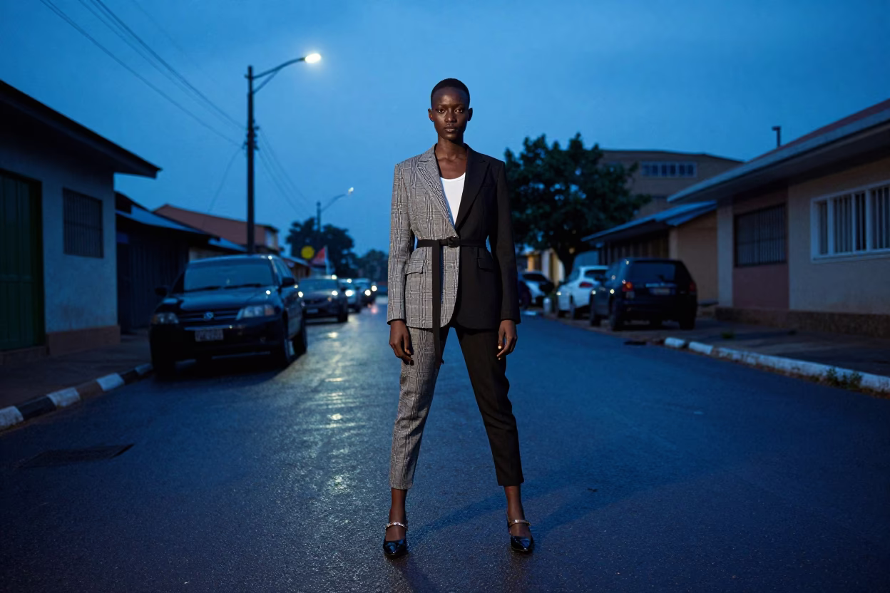 Street Style in Accra at The Still Hours Before Dawn Light in in Accra, Ghana