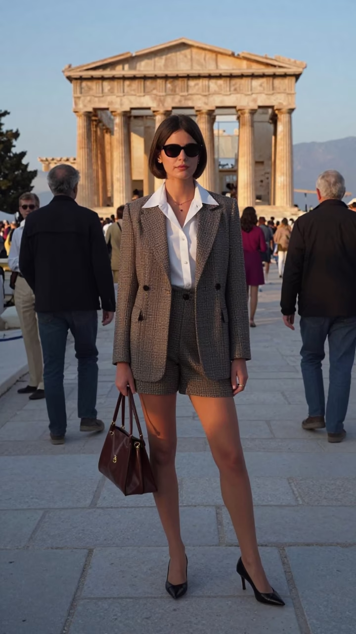 Street Style in Athens at The Early Evening Light in in Athens, Greece