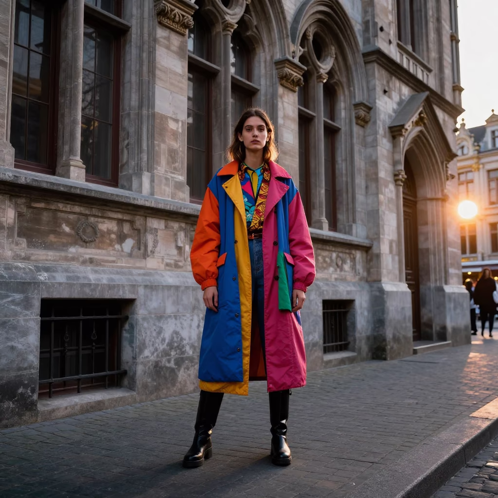 Street Style in Brussels at As The Sun Drops Toward The Horizon in in Brussels, Belgium