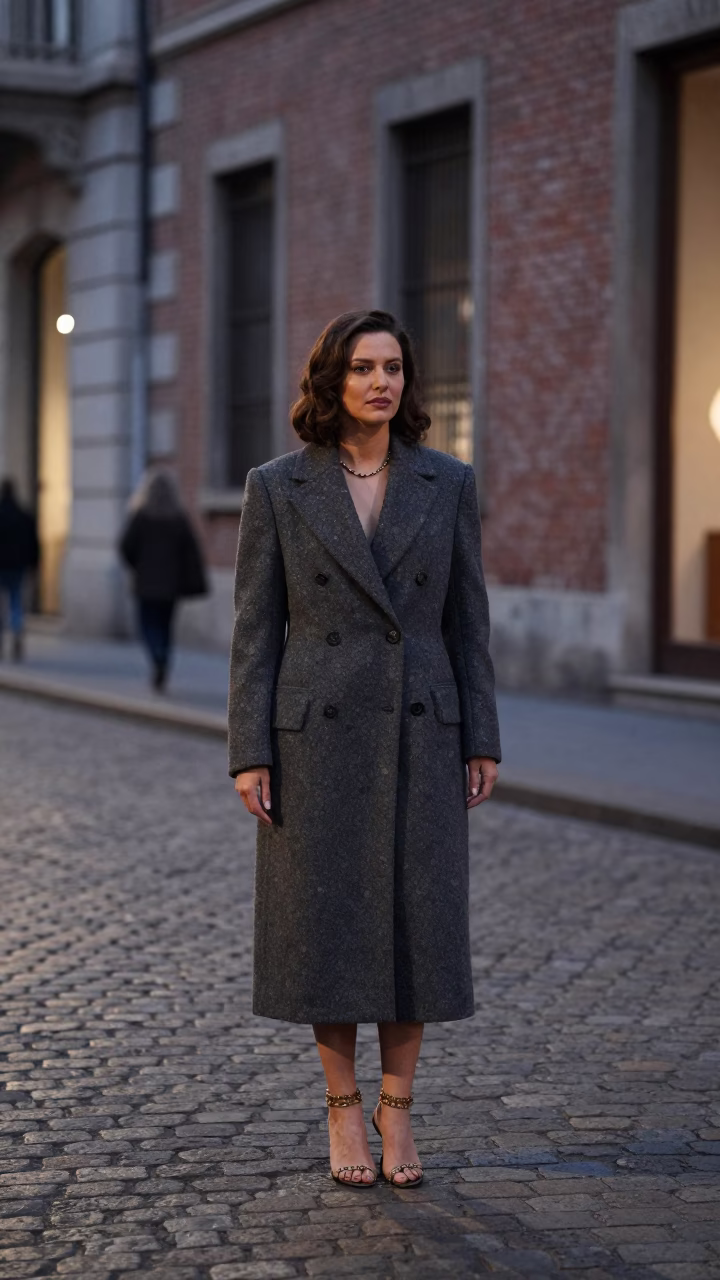 Street Style in Milan at The Early Evening Light in in Milan, Italy