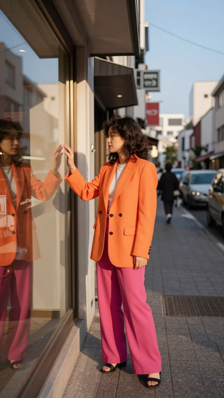 Street Style in Osaka at Clear Late-afternoon Light in in Osaka, Japan