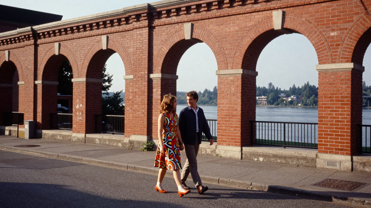 Street Style in Portland at Clear Late-afternoon Light in in Portland, Oregon, United States