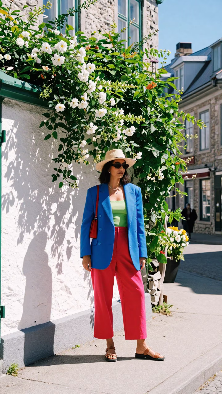 Street Style in Quebec City at The Flat Glare Of Noon Light in in Quebec City, Quebec, Canada