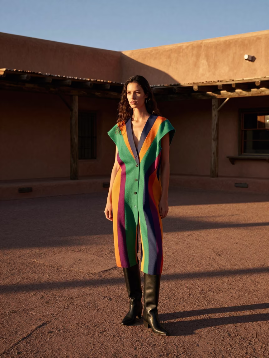 Street Style in Santa Fe at The Late Afternoon Light in in Santa Fe, New Mexico, United States