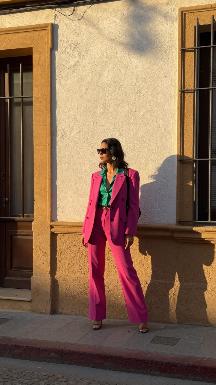 Street Style in Seville at As First Light Reaches The Scene in in Seville, Spain